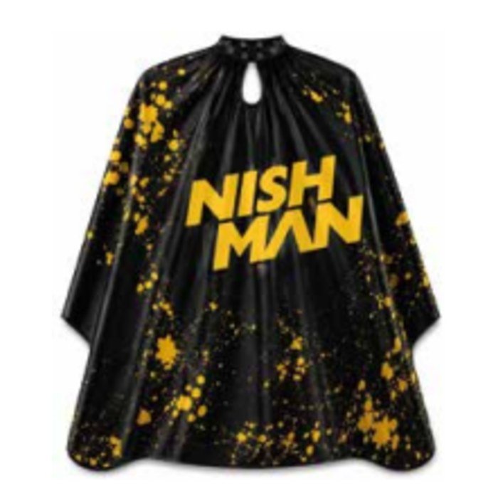 Capa de corte Nishman negra con manchas doradas 150 x 180 cm talla 2XL