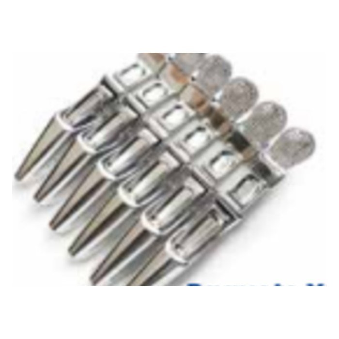 Pinzas caimán para cabello plateado y dorado x 6